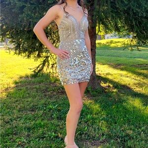 Glamorous Silver Sequin Homecoming/Formal Dress